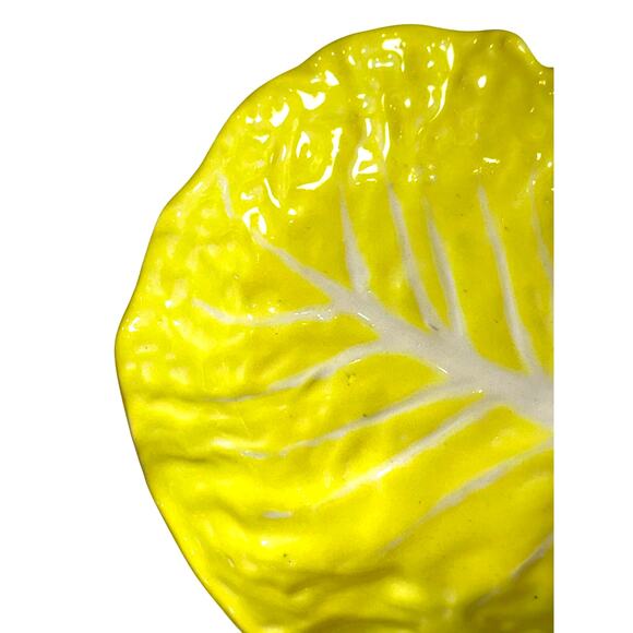 Secla Portugal Majolica Yellow Cabbage Pottery Salad Bowl-Mid Century-Rare - Picture 2 of 4